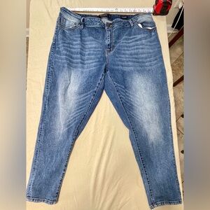 Max Jeans Women's Boyfriend Jeans Blue Denim Medium Wash 5-Pocket Button Zip